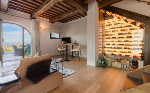 Ciliegino Spereto Apartment, Pool And Relax , Mont: Furniture, Property, Wood, Interior Design, Couch, Architecture, Flooring, Floor, Living Room, Beam