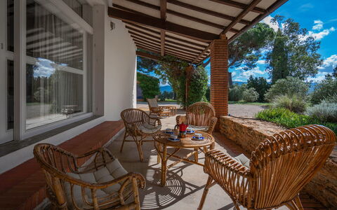 Poggetti San Luigi Country Home Follonica: Plant, Furniture, Table, Property, Chair, Shade, Outdoor Furniture, Wood, Sky, Tree