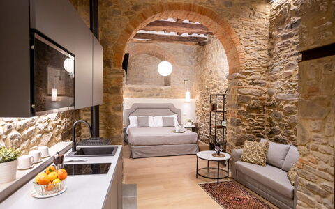 Maccari Suite: Furniture, Interior Design, Flooring, Floor, Room, Ceiling, Living Room, Apartment, Couch, Chair