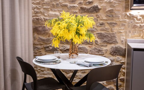 Maccari Suite: Furniture, Interior Design, Table, Chair, Wood, Flooring, Kitchen & Dining Room Table, Dining Room, Floor, Flowerpot