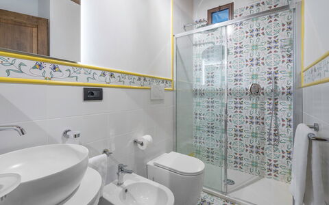 Le Torri, Borgo Campassini, Monteriggioni: Interior Design, Flooring, Floor, Plumbing Fixture, Tile, Tap, Bathroom, Plumbing, Room, Sink