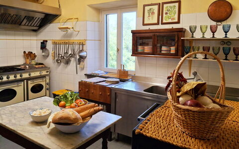 La Palazzina: Furniture, Kitchen, Kitchen Appliance, Interior Design, Countertop, Wood, Flooring, Cabinetry, Major Appliance, Lighting