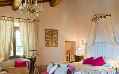 Villa Pipirelli: Furniture, Interior Design, Bed, Linens, Bedroom, Table, Textile, Room, Light Fixture, Lighting