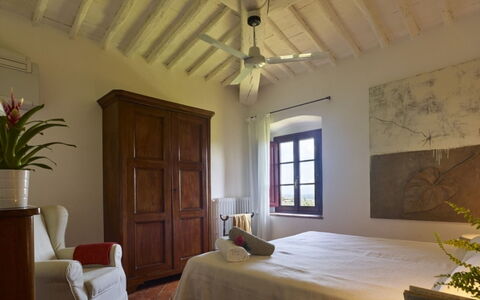 Villa del Riccio: Furniture, Interior Design, Wall, Flooring, Floor, Wood, Ceiling, Bedroom, Room, Bed