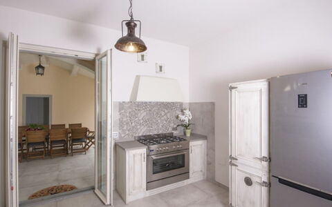 Villa Sara: Flooring, Floor, Interior Design, Ceiling, Kitchen, Furniture, Home Appliance, Lighting, Major Appliance, Countertop