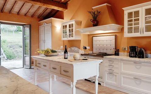 Villa Collinette: Furniture, Interior Design, Kitchen, Cabinetry, Flooring, Countertop, Wood, Floor, Ceiling, Home