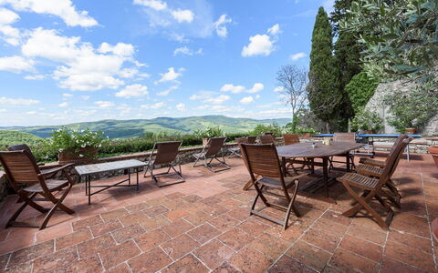 Villa Poggio La Croce: Hill, Landscape, Furniture, Outdoor Furniture, Hill Station, Mountain Range, Chair, Valley, Landscaping, Ridge