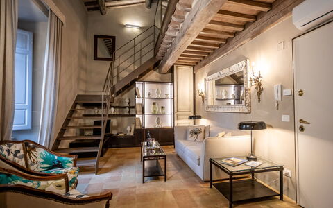 Stylish Apartment: Furniture, Interior Design, Wall, Flooring, Floor, Ceiling, Room, Lighting, Home, Living Room