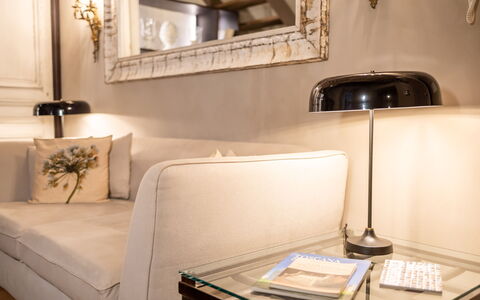 Stylish Apartment: Furniture, Interior Design, Couch, Lighting, Living Room, Home, Floor, Room, Lamp