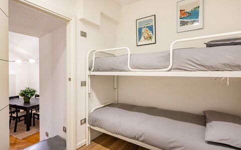 Casa Garibaldi - Levanto: Furniture, Interior Design, Bed, Bedroom, Floor, Apartment, Room, Bed Frame, Bed Sheet, Bedding