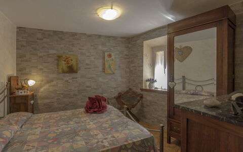 Casale La Pieve: Furniture, Interior Design, Wall, Flooring, Bedroom, Ceiling, Room, Floor, Bed, Lighting