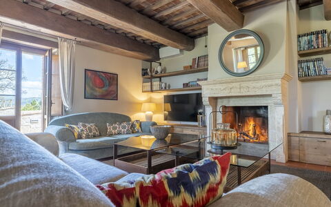 Villa Trasimena: Furniture, Interior Design, Wall, Couch, Wood, Flooring, Living Room, Home, Room, Floor