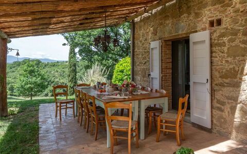 Casale le Fonti: Furniture, Wood, Kitchen & Dining Room Table, Table, Chair, Home, Outdoor Table, Dining Room, Cottage, Farmhouse