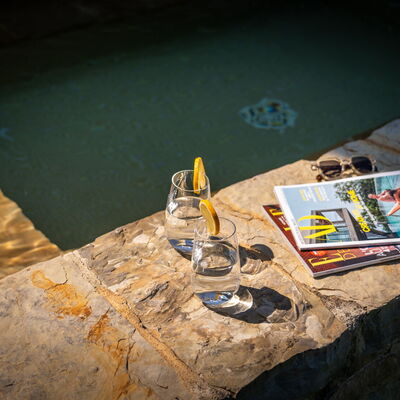 Town House Garden: Flagstone, Swimming Pool, Water Feature