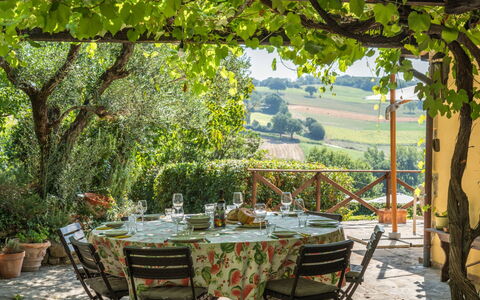 La Piccola Oasi: Furniture, Table, Chair, Tablecloth, Kitchen & Dining Room Table, Outdoor Table, Restaurant, Outdoor Furniture, Garden, Shade