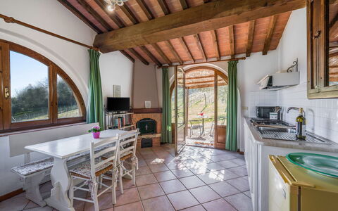 Agriturismo Agresto Apartments And Cottage, Pool,: Interior Design, Ceiling, Furniture, Room, Wood Stain, Hardwood, Chair, Beam, Varnish, Houseplant