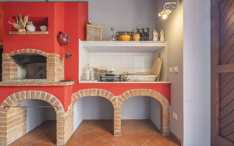 Casa Michela Casalguidi, Garden, Wifi: Wall, Interior Design, Flooring, Floor, Ceiling, Furniture, Room, Tile, Brick, Kitchen