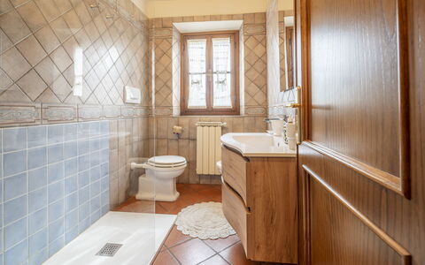 Casa Michela Casalguidi, Garden, Wifi: Flooring, Floor, Interior Design, Wood, Plumbing Fixture, Sink, Tap, Cabinetry, Bathroom Cabinet, Bathroom