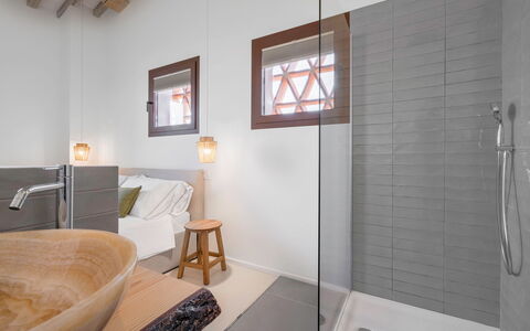 Belmonte Spereto Apartment With Pool, Montaione: Interior Design, Flooring, Floor, Wall, Wood, Plumbing Fixture, Ceiling, Lighting, Light Fixture, Bathroom