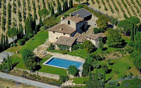La Dimora del Chianti Dimora: Stunning Tuscan Vill: Estate, Residential Area, Home, Landscaping, Mansion, Villa, Garden, Bird'S-Eye View, Hacienda, Farmhouse
