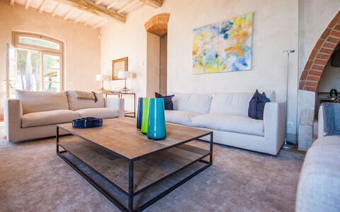 Villa Petrosa: Your Private Escape Overlooking the: Furniture, Couch, Wall, Wood, Flooring, Interior Design, Floor, Living Room, Throw Pillow