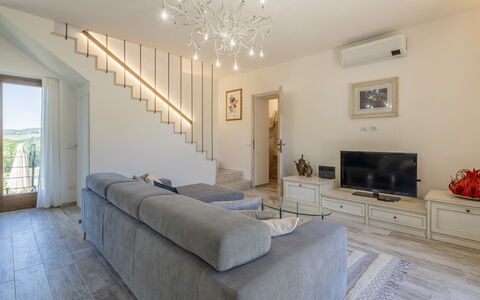 Villetta Cafaggio, Ac, Wifi, Panzano In Chianti: Couch, Furniture, Interior Design, Flooring, Living Room, Floor, Ceiling, Room, Home