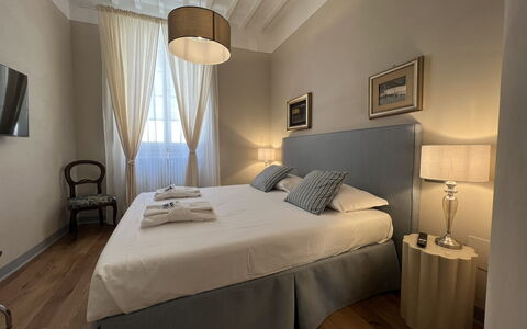 Via Roma 39: Bedroom, Bed, Furniture, Interior Design, Bed Sheet, Bedding, Textile, Floor, Bed Frame, Room
