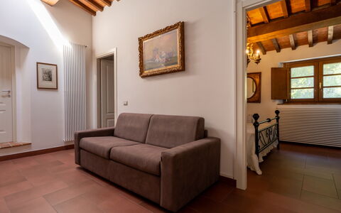 Tenuta i Mandorli, Pool, Wifi, Peccioli: Furniture, Interior Design, Flooring, Wall, Wood, Floor, Ceiling, Couch, Room, Living Room
