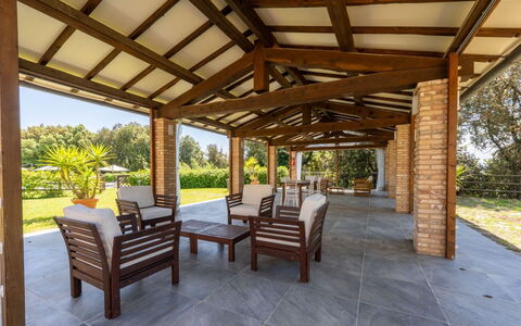 Tenuta i Mandorli, Pool, Wifi, Peccioli: Wood, Flooring, Shade, Furniture, Outdoor Structure, Outdoor Furniture, Beam, Wood Stain, Porch, Hardwood