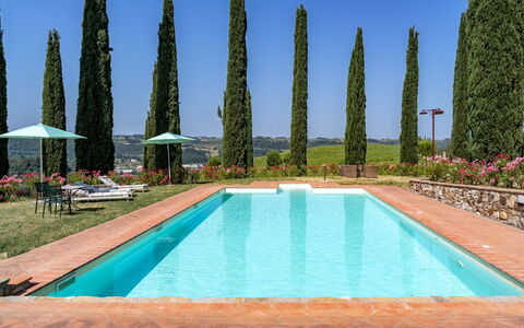 Passignano: Blue, Swimming Pool, Landscaping, Garden, Evergreen, Plantation, Hedge, Hacienda