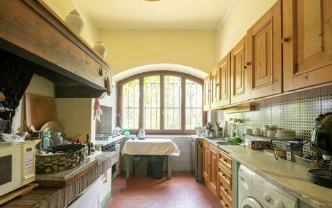 Villa Albertina: Kitchen, Interior Design, Wood, Flooring, Countertop, Furniture, Ceiling, Cabinetry, Lighting, Floor