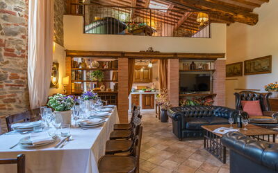 Living room and dining room