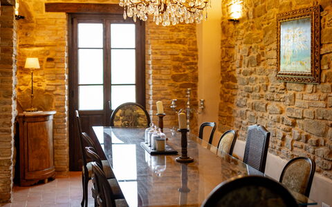 Casale Isidoro: Furniture, Interior Design, Wall, Wood, Chair, Table, Light Fixture, Flooring, Ceiling, Dining Room