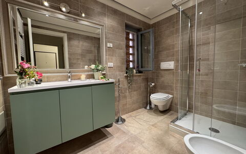 Ai Cantici: Plumbing Fixture, Interior Design, Flooring, Sink, Floor, Bathroom, Tap, Bathroom Sink, Bathroom Cabinet, Ceiling