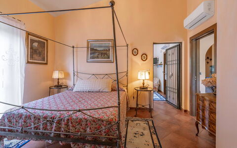 Casale La Canigiana, House, Pool, San Miniato: Furniture, Wall, Interior Design, Flooring, Floor, Ceiling, Bed, Bedroom, Lighting, Room