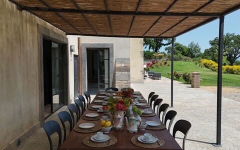Villa Sassinoro: Furniture, Outdoor Furniture, Table, Chair, Outdoor Table, Kitchen & Dining Room Table, Shade, Outdoor Structure, Patio, Garden