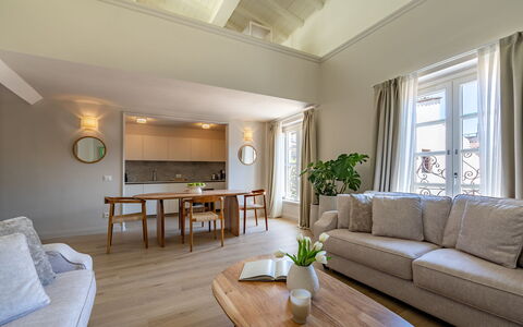 Elegant Apartments Near the Duomo: Furniture, Interior Design, Flooring, Wood, Ceiling, Floor, Couch, Table, Room, Living Room