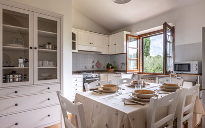 Oliveto Del Cantarello: Furniture, Interior Design, Flooring, Wood, Cabinetry, Kitchen, Ceiling, Table, Kitchen Appliance, Chair