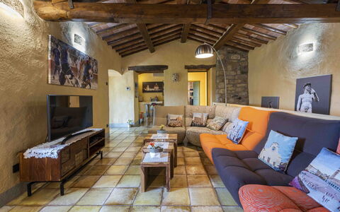 Villa Belchianti: Furniture, Interior Design, Flooring, Couch, Wall, Floor, Wood, Living Room, Ceiling, Room