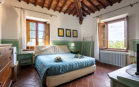 Maria Gabriella Holiday Home In Monticchiello: Wall, Furniture, Interior Design, Bedroom, Ceiling, Flooring, Home, Room, Bed, Floor