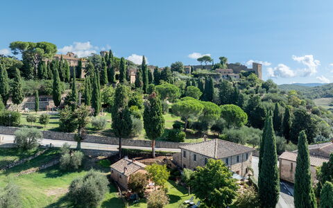 Maria Gabriella Holiday Home In Monticchiello: Tree, Vegetation, Shrub, Landscape, Land Lot, Rural Area, Estate, Landscaping, Village