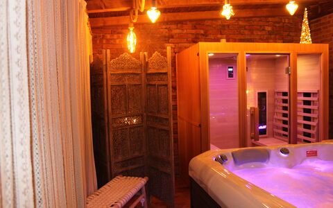 Holiday Home Croce With Spa: Interior Design, Wood, Flooring, Floor, Lighting, Ceiling, Room, Wood Stain, Bedroom, Bed