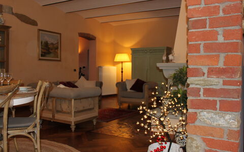 Holiday Home Croce With Spa: Furniture, Interior Design, Wall, Flooring, Wood, Chair, Floor, Living Room, Room, Lighting