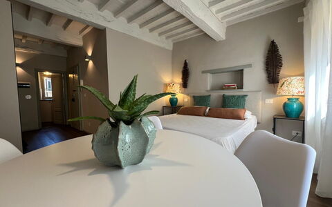 Guelfa 60: Furniture, Interior Design, Room, Ceiling, Flooring, Bedroom, Floor, Bed, Lighting, Home