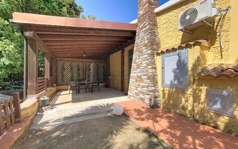 Your Tuscan Retreat: Wood, Floor, Shade, Wood Stain, Porch, Outdoor Structure, Column, Backyard, Hacienda, Design