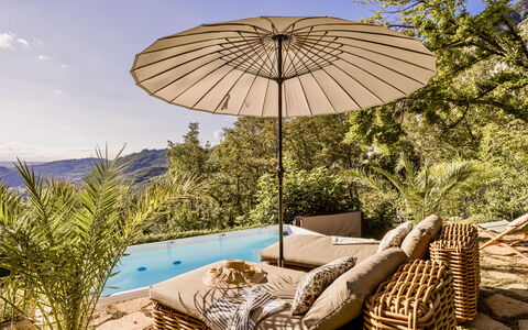 Villa Chiovada: Outdoor Furniture, Furniture, Umbrella, Resort, Shade, Eco Hotel, Chair, Swimming Pool, Leisure, Sunlounger