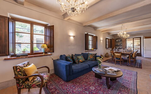 Aqua Bio Retreat: Interior Design, Flooring, Wood, Ceiling, Floor, Furniture, Room, Living Room, Light Fixture, Couch