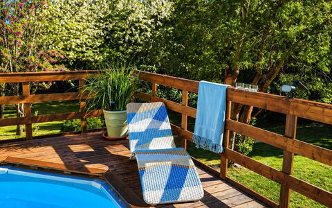 Podere la Botte, Pool, Lari: Wood, Furniture, Outdoor Furniture, Wood Stain, Hardwood, Eco Hotel, Swimming Pool, Deck, Shade, Garden