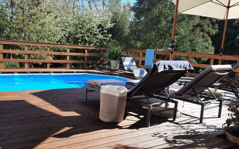 Podere la Botte, Pool, Lari: Furniture, Outdoor Furniture, Wood, Swimming Pool, Chair, Hardwood, Wood Stain, Sunlounger, Resort, Shade