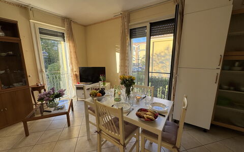 Al Civico 80: Furniture, Dining Room, Kitchen & Dining Room Table, Chair, Flooring, Floor, Table, Interior Design, Room, Apartment